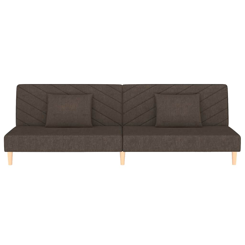 Schlafsofa 2-Sitzer mit 2 Kissen Braun Stoff