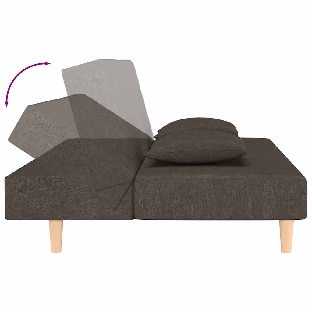 Schlafsofa 2-Sitzer mit 2 Kissen Braun Stoff
