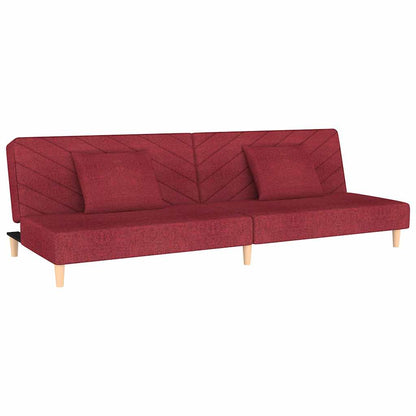 Schlafsofa 2-Sitzer mit 2 Kissen Weinrot Stoff