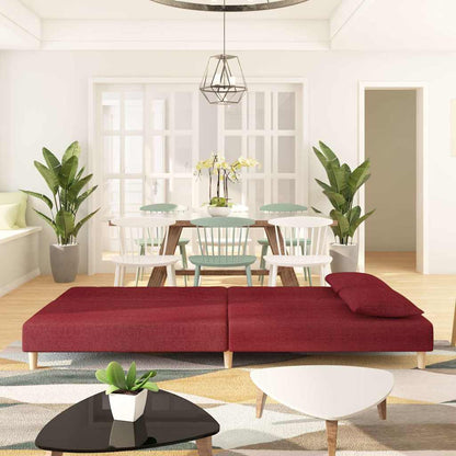 Schlafsofa 2-Sitzer mit 2 Kissen Weinrot Stoff