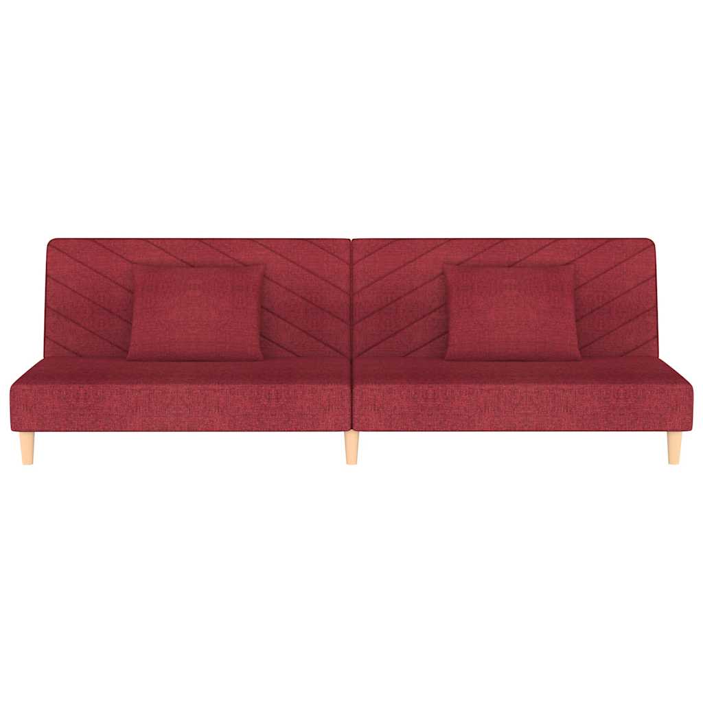 Schlafsofa 2-Sitzer mit 2 Kissen Weinrot Stoff