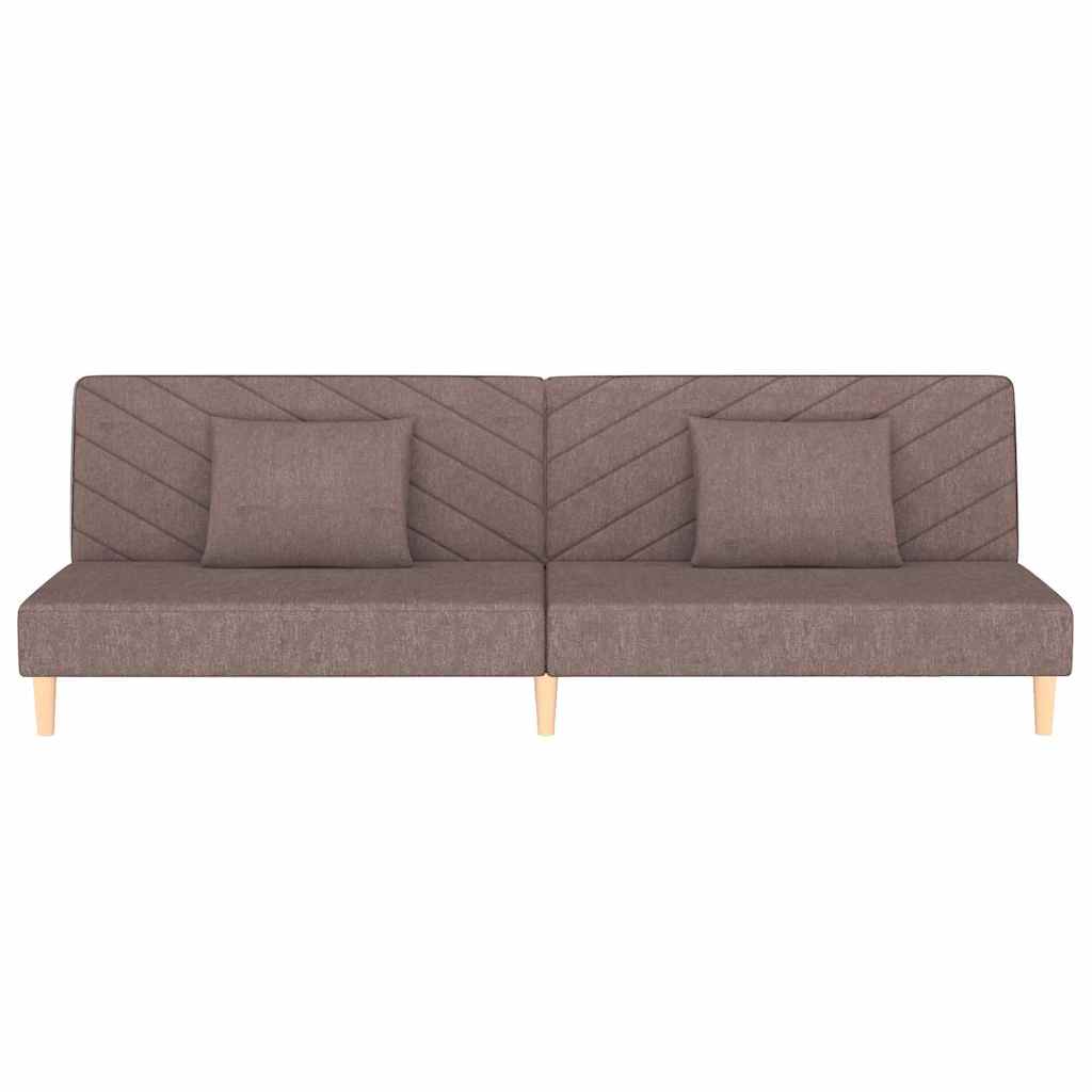 Schlafsofa 2-Sitzer mit 2 Kissen Taupe Stoff
