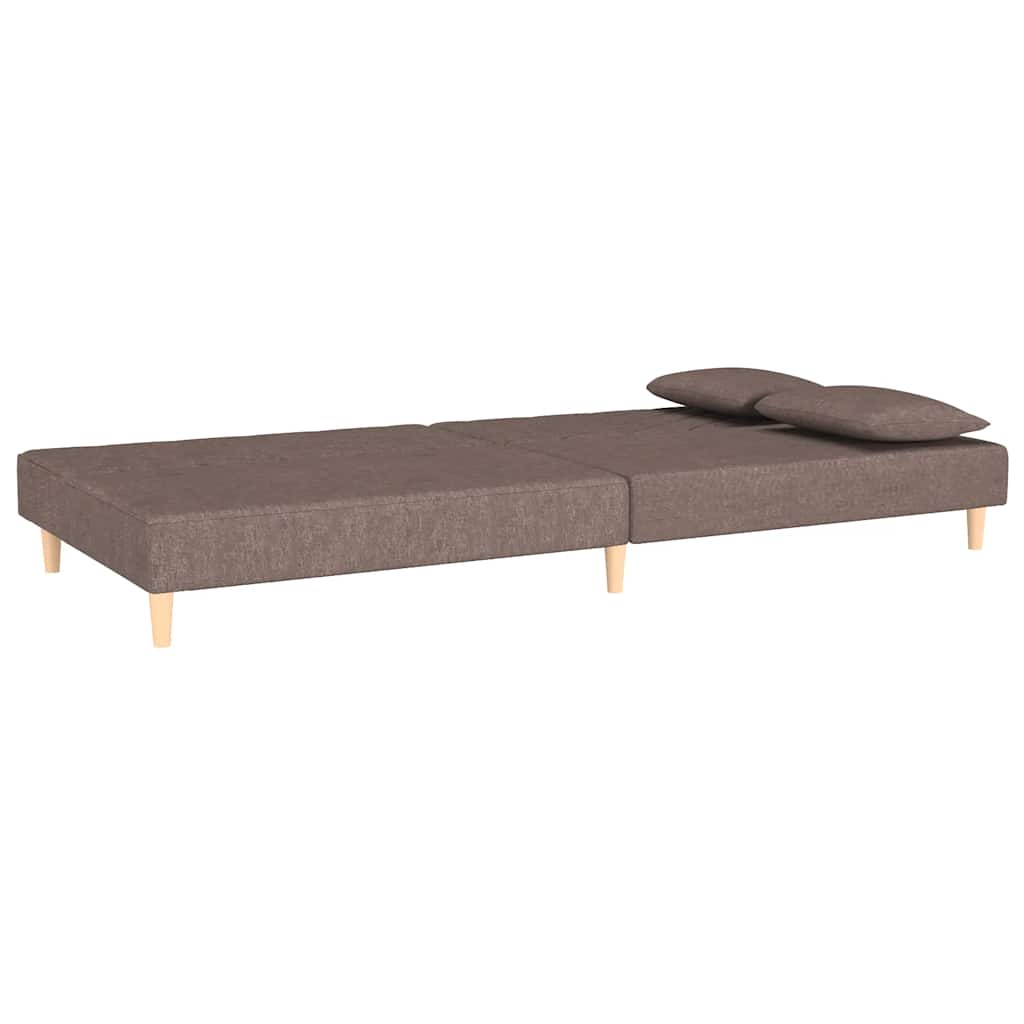 Schlafsofa 2-Sitzer mit 2 Kissen Taupe Stoff