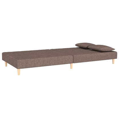Schlafsofa 2-Sitzer mit 2 Kissen Taupe Stoff
