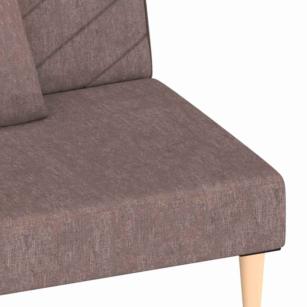 Schlafsofa 2-Sitzer mit 2 Kissen Taupe Stoff