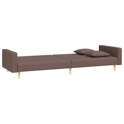 Schlafsofa 2-Sitzer mit 2 Kissen Taupe Stoff