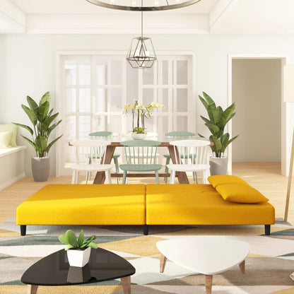 Schlafsofa 2-Sitzer mit 2 Kissen Gelb Samt