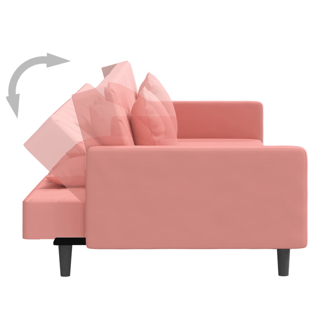 Schlafsofa 2-Sitzer mit 2 Kissen Rosa Samt