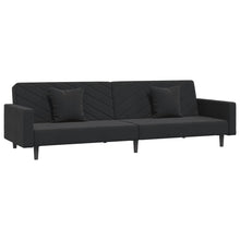 Schlafsofa 2-Sitzer mit 2 Kissen Schwarz Samt