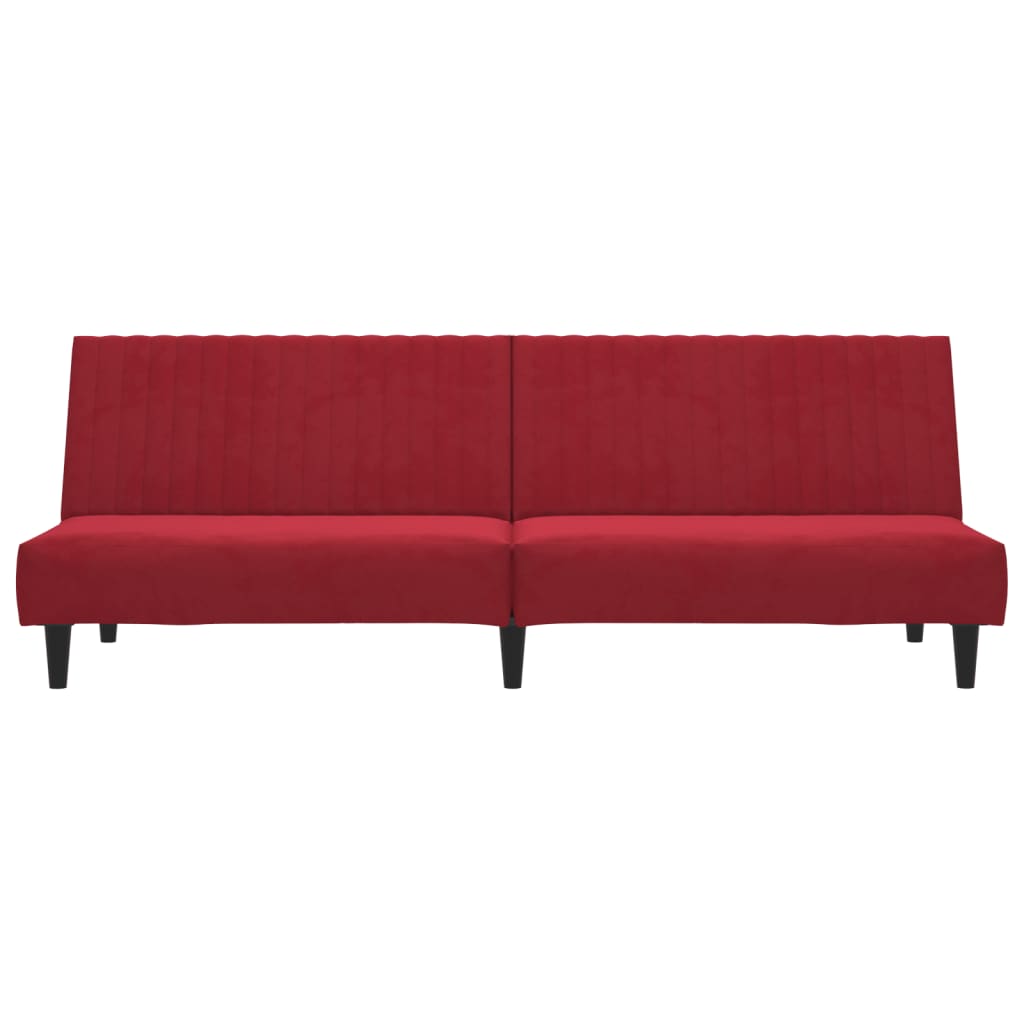 Schlafsofa 2-Sitzer Weinrot Samt