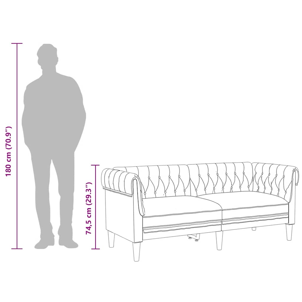 2-Sitzer-Sofa Chesterfield Leinen