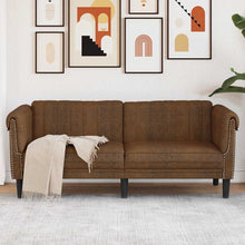 2-Sitzer Sofa Braun Kunstleder Wildleder-Optik