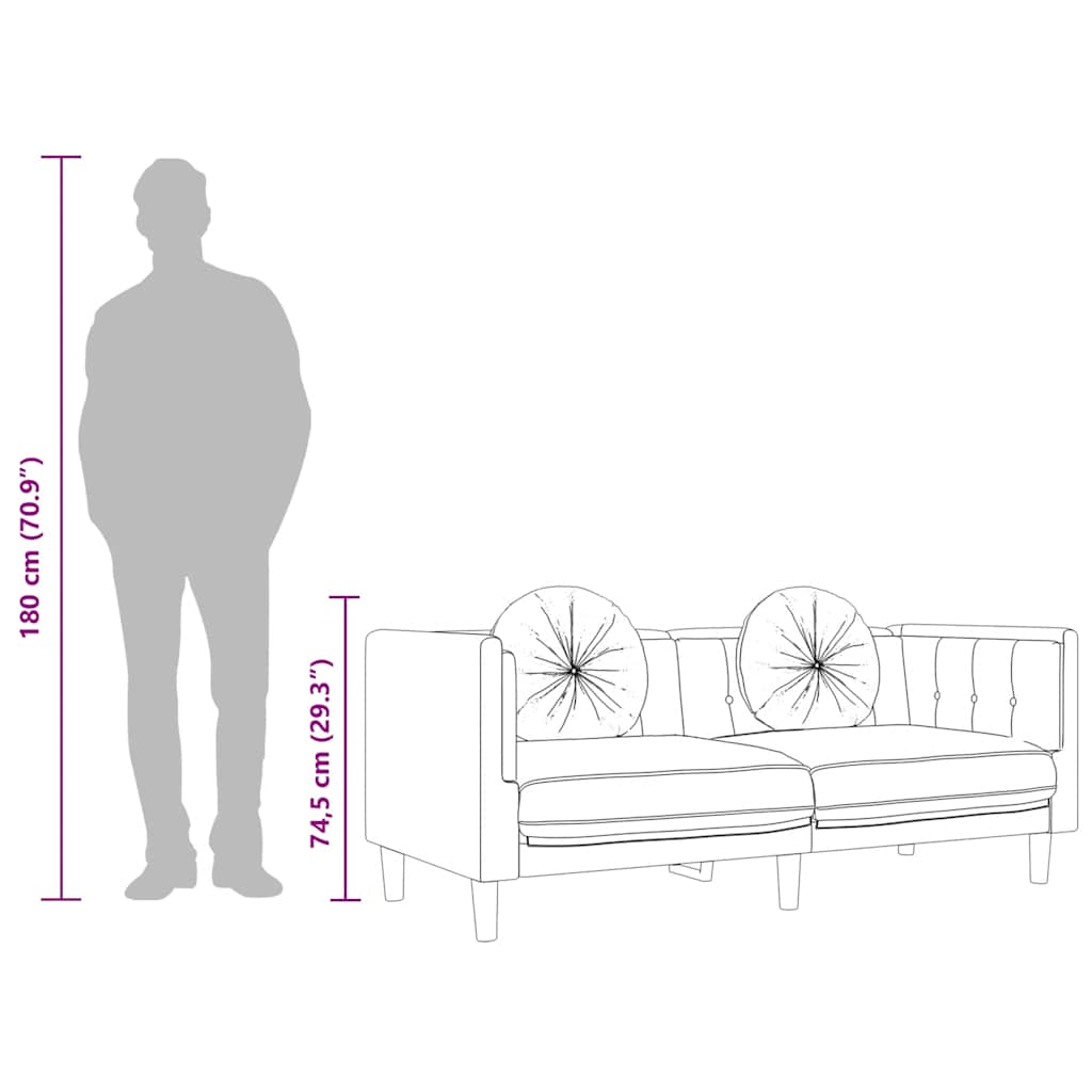 2-Sitzer Sofa mit Kissen Braun Kunstleder Wildleder-Optik