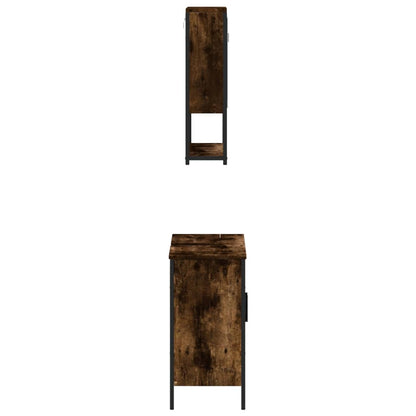 2-tlg. Badmöbel-Set Räuchereiche Holzwerkstoff