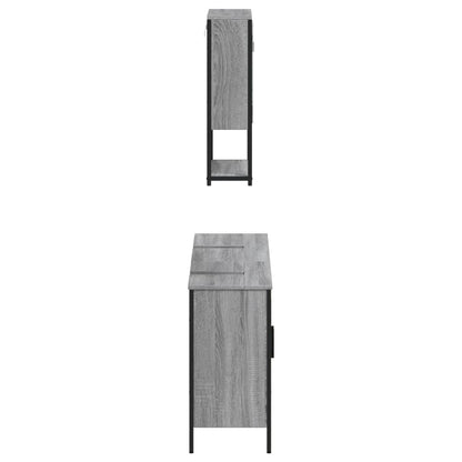 3-tlg. Badmöbel-Set Grau Sonoma Holzwerkstoff