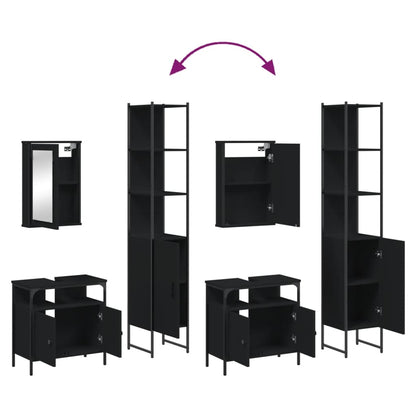 3-tlg. Badmöbel-Set Schwarz Holzwerkstoff