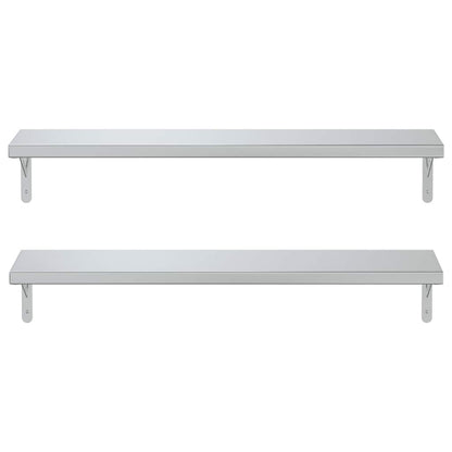 Wandregale 2 Stk. 100x23,5 cm Silbern Edelstahl