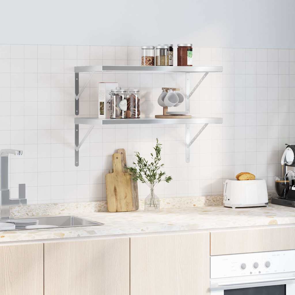 Wandregale 2 Stk. 75x40 cm Silbern Edelstahl