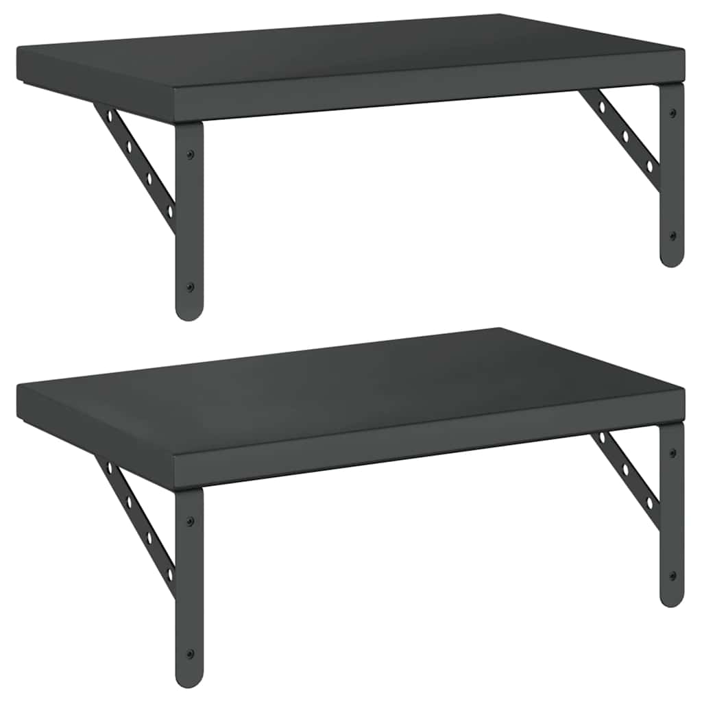 Wandregale 2 Stk. 50x30 cm Schwarz Edelstahl