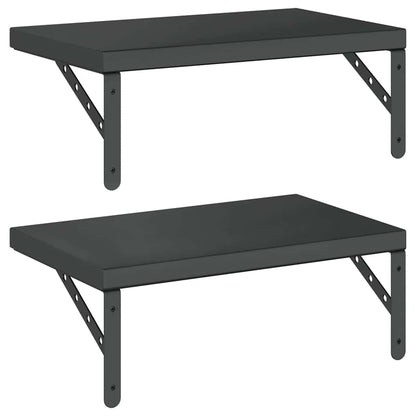 Wandregale 2 Stk. 50x30 cm Schwarz Edelstahl