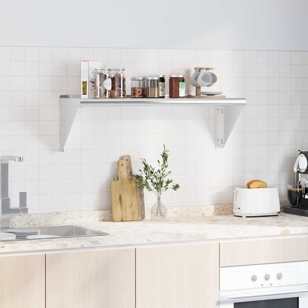 Wandregal 100x30x31 cm Silbern Edelstahl