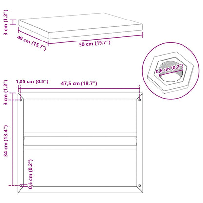 Wandregale 2 Stk. 50x40x3 cm Silbern Edelstahl