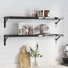 Wandregale 2 Stk. 100x23,5x3 cm Schwarz Edelstahl