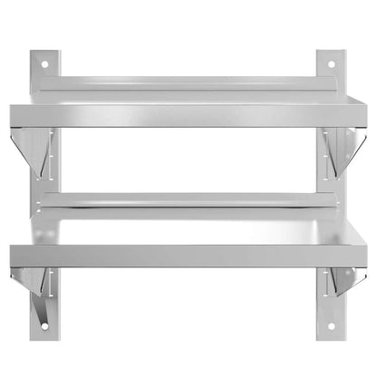 Wandregal mit 2 Böden 50x40x48 cm Silbern Edelstahl