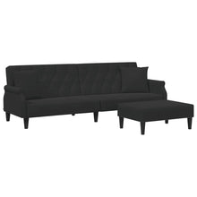 Schlafsofa 2-Sitzer mit Kissen und Fußhocker Schwarz Samt