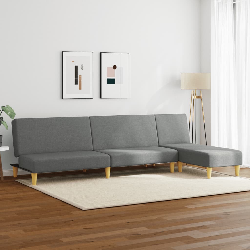 2-tlg. Sofagarnitur Dunkelgrau Stoff