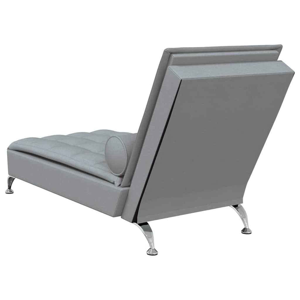 Massage-Chaiselongue mit Nackenrolle Hellgrau Stoff
