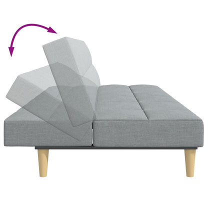 Schlafsofa 2-Sitzer mit Fußhocker Hellgrau Stoff