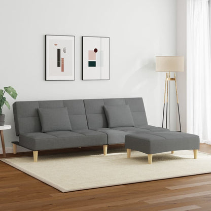 Schlafsofa 2-Sitzer mit Fußhocker Dunkelgrau Stoff