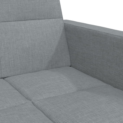 Schlafsofa 2-Sitzer mit Fußhocker Hellgrau Stoff