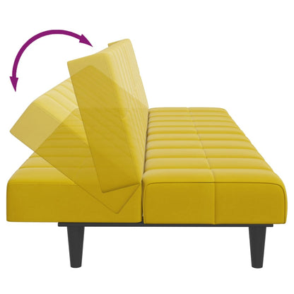 Schlafsofa 2-Sitzer mit Fußhocker Gelb Samt