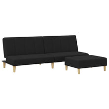 Schlafsofa 2-Sitzer mit Fußhocker Schwarz Stoff