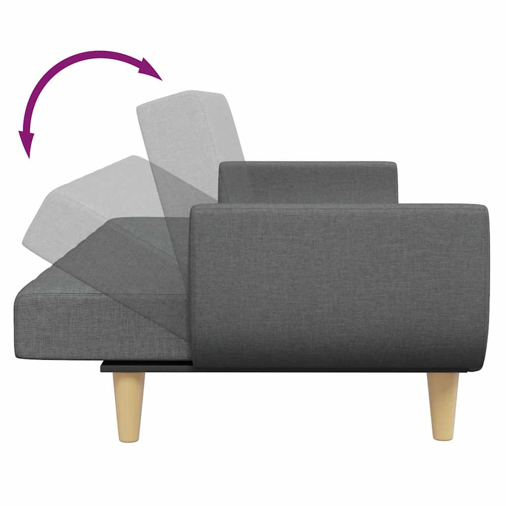 Schlafsofa 2-Sitzer mit Fußhocker Dunkelgrau Stoff