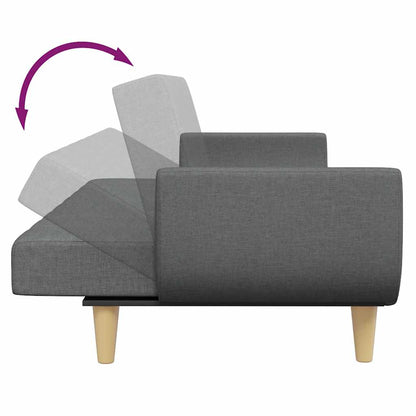 Schlafsofa 2-Sitzer mit Fußhocker Dunkelgrau Stoff