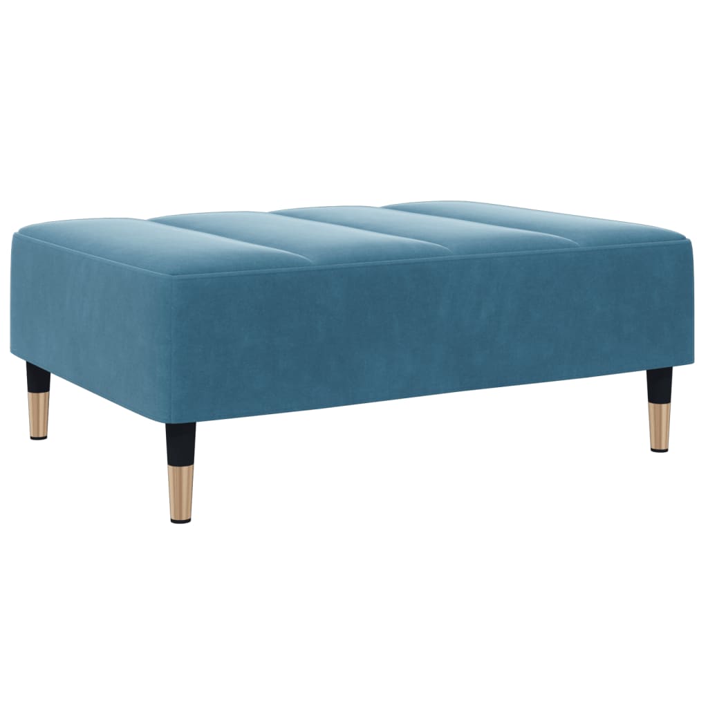 Schlafsofa 2-Sitzer mit Fußhocker Blau Samt