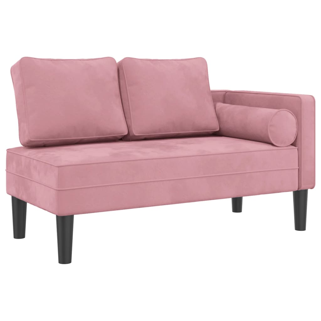 Chaiselongue mit Kissen Rosa Samt