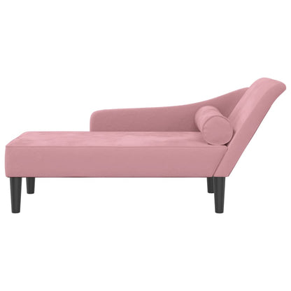 Chaiselongue mit Kissen Rosa Samt
