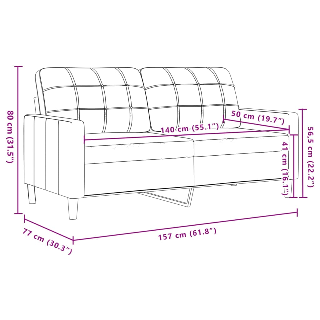 2-Sitzer-Sofa Rosa 140 cm Samt