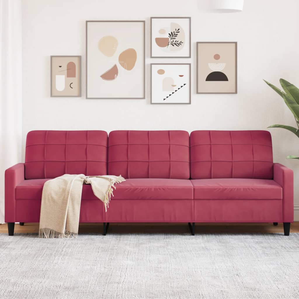 3-Sitzer-Sofa Weinrot 210 cm Samt