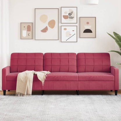 3-Sitzer-Sofa Weinrot 210 cm Samt