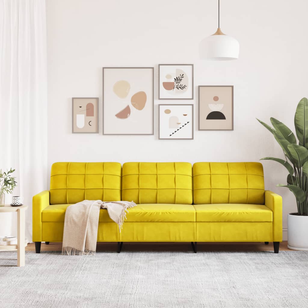 3-Sitzer-Sofa Gelb 210 cm Samt