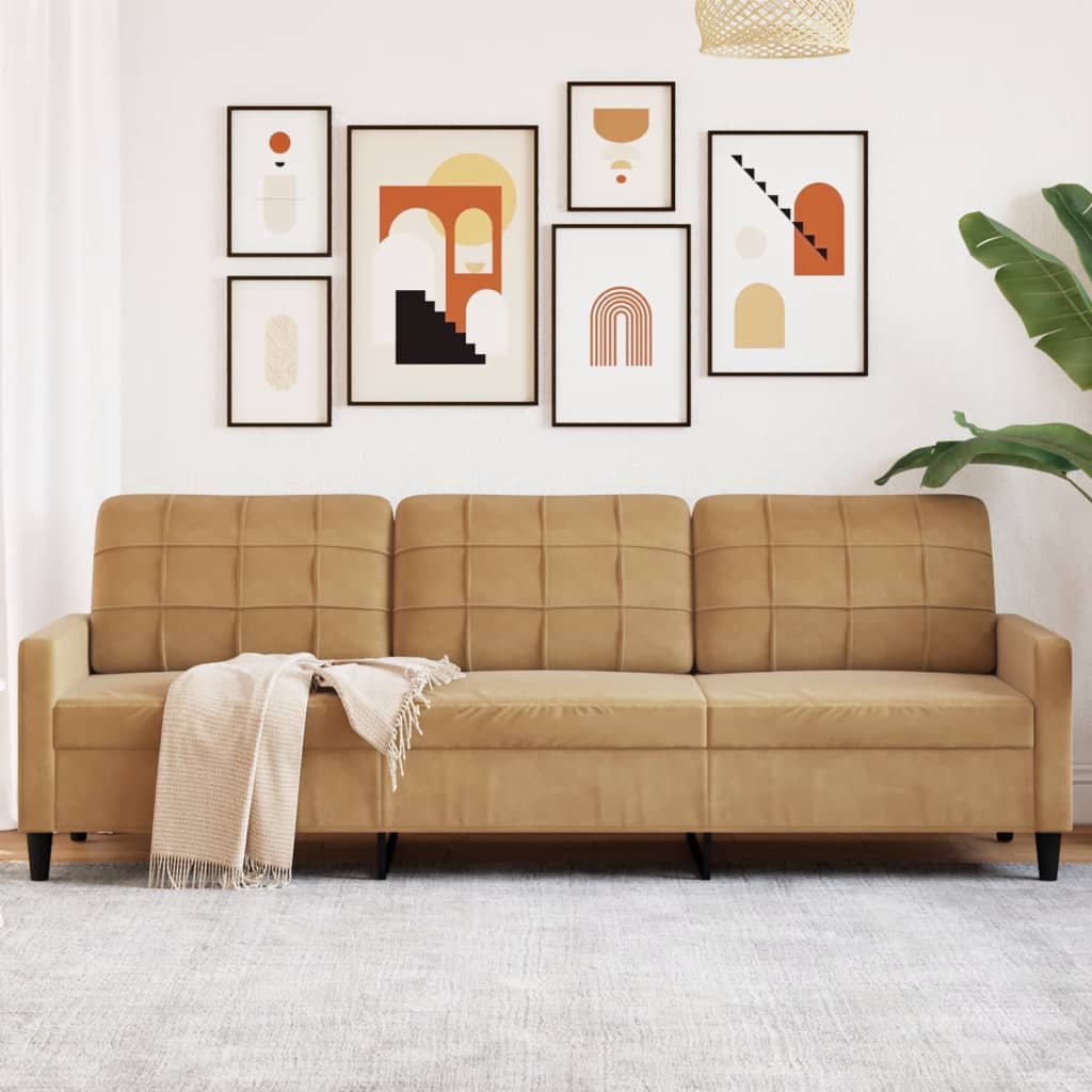 3-Sitzer-Sofa Braun 210 cm Samt