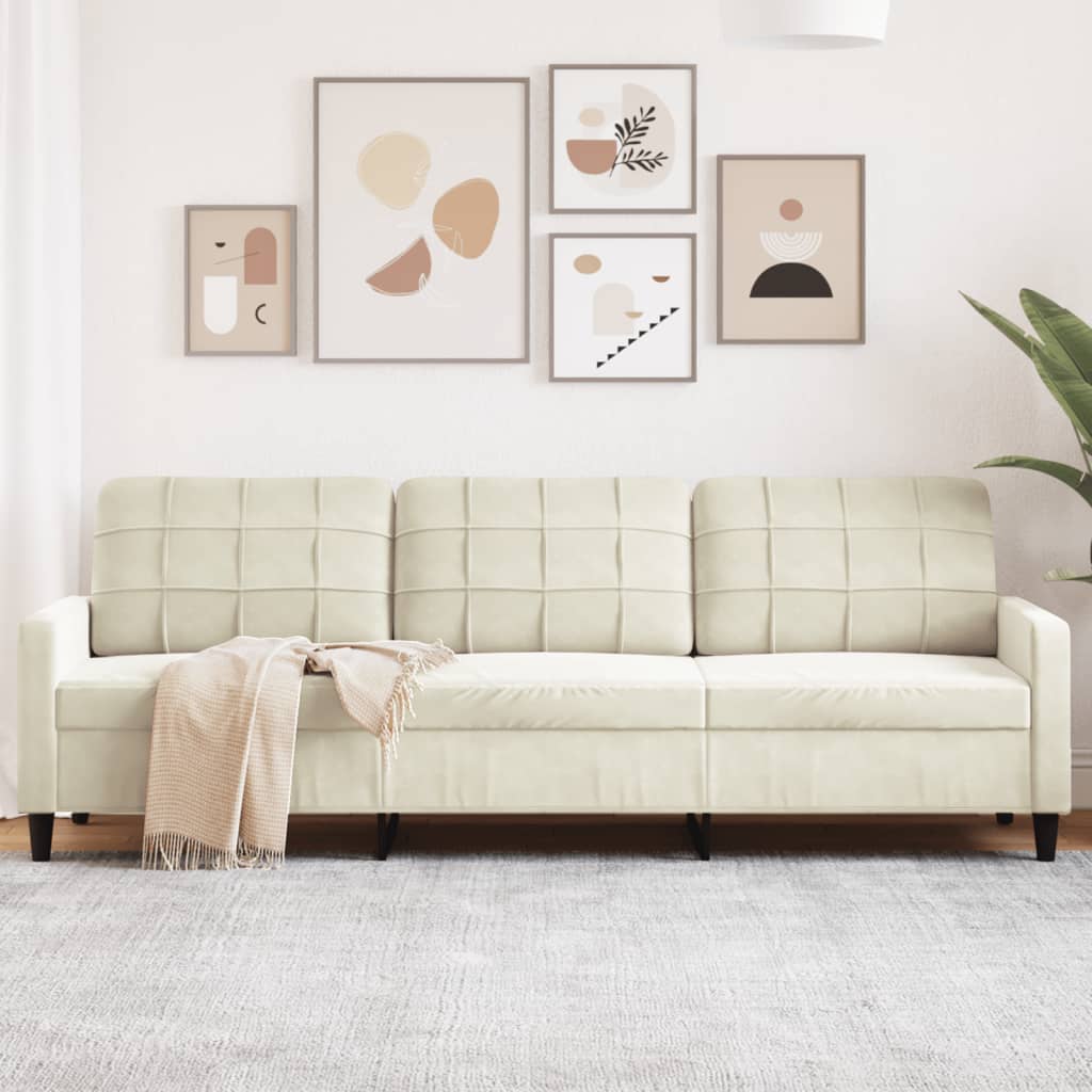 3-Sitzer-Sofa Creme 210 cm Samt