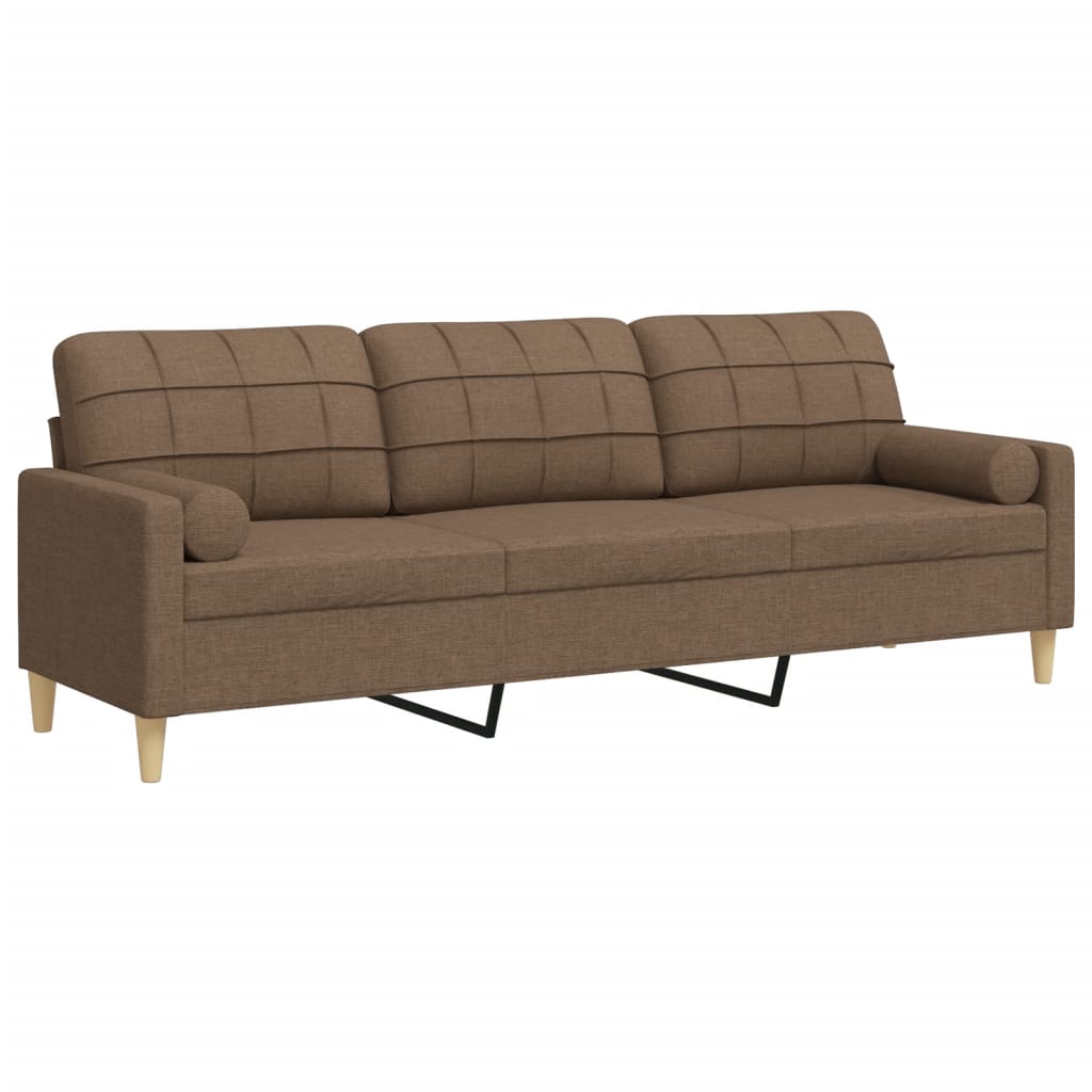 3-Sitzer-Sofa mit Zierkissen Braun 210 cm Stoff