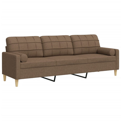 3-Sitzer-Sofa mit Zierkissen Braun 210 cm Stoff