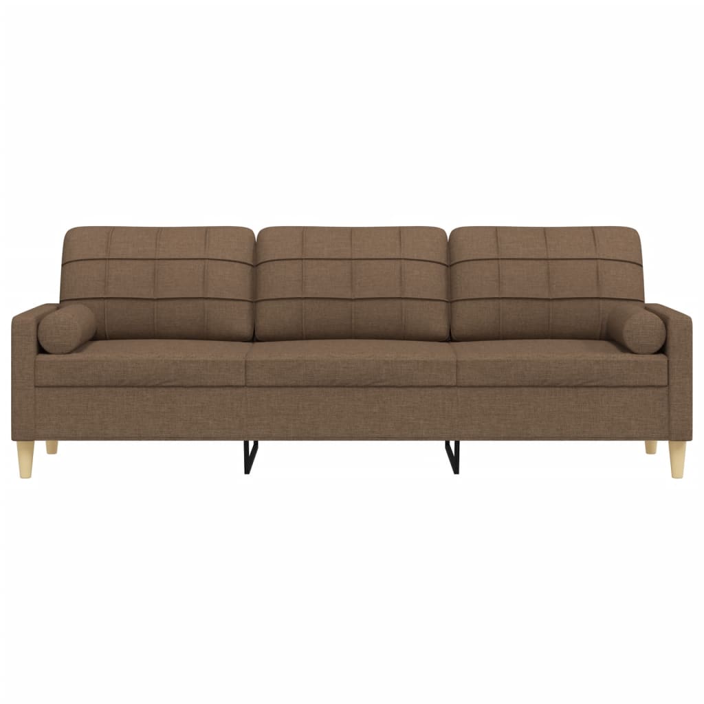 3-Sitzer-Sofa mit Zierkissen Braun 210 cm Stoff